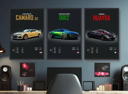 dazongweihan 9pcs Super Car Posters for Boys Room, Racing Car Wall Art for Men Guys, Sports Car Wall Decor, Race Cars Pictures Wall Decor for Bedroom Dorm Man Cave (Unframe,8x12inch)- A4 in Saudi Arabia