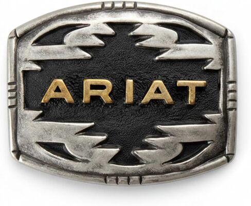 ARIAT Men's Southwestern Aztec Rectangle Belt Buckle, Antique Silver and Gold Finish, 3 x 2.25 Inch in Kuwait