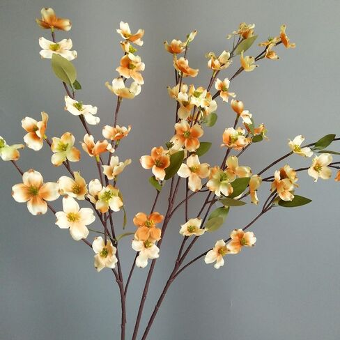 3Pcs Artificial Dogwood Flowers Stem 22In Fake Cornus Flower Branch for Home Wedding Bouquet Kitchen Table Centerpieces Decoration (White) in Saudi Arabia