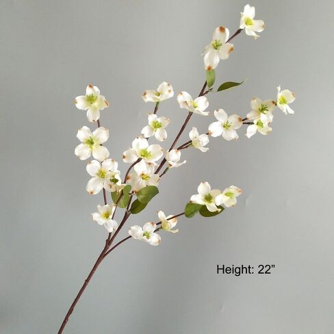 3Pcs Artificial Dogwood Flowers Stem 22In Fake Cornus Flower Branch for Home Wedding Bouquet Kitchen Table Centerpieces Decoration (White) in Saudi Arabia