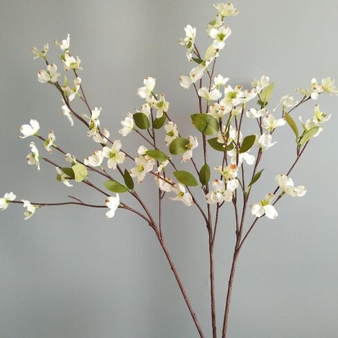 3Pcs Artificial Dogwood Flowers Stem 22In Fake Cornus Flower Branch for Home Wedding Bouquet Kitchen Table Centerpieces Decoration (White) in Saudi Arabia