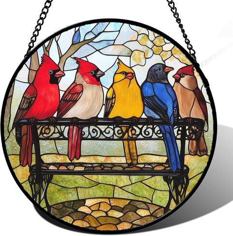 Stained Glass Window Hanging Green Hummingbird 7.8" - Bird Suncatcher Door Garden Patio Sun Catcher Home Decor Birthday Christmas for Bird Lover Mom Woman Men Grandma in Saudi Arabia