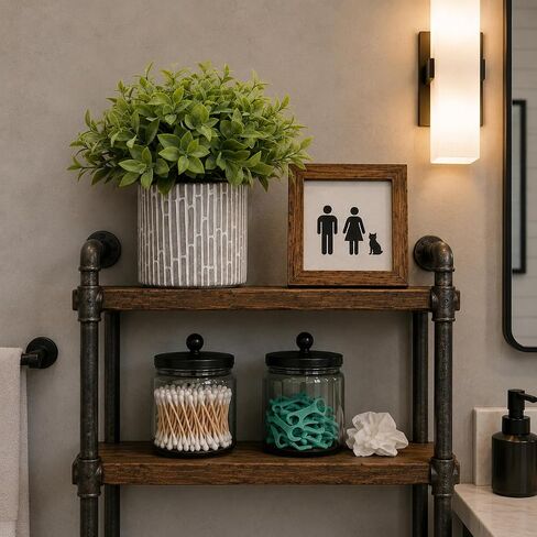 Set of 3 Artificial Potted Plants, Faux Eucalyptus Lavender and Tea Tree Greenery in Cement Pots, Small Fake Plants for Shelf Bathroom Office Desk Decor in Saudi Arabia