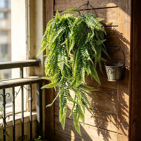 CLONG Artificial Hanging Plants Ferns Fake Plants Faux Plant UV Resistant Plastic Plants for Outdoor (6, Green) in Saudi Arabia