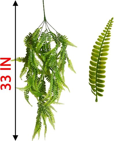 CLONG Artificial Hanging Plants Ferns Fake Plants Faux Plant UV Resistant Plastic Plants for Outdoor (6, Green) in Saudi Arabia