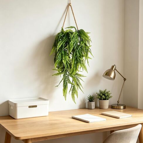 CLONG Artificial Hanging Plants Ferns Fake Plants Faux Plant UV Resistant Plastic Plants for Outdoor (6, Green) in Saudi Arabia