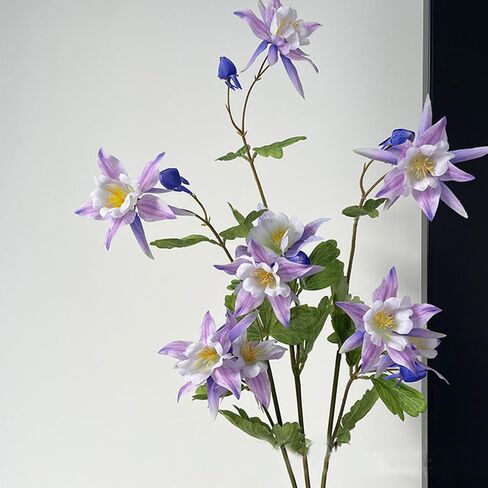 3Pcs Columbine Artificial Flowers Stem 23.6In Fake Clematis Greenery Branches for Vase Wedding Home Kitchen Table Floral Decoration (Purple) in Saudi Arabia