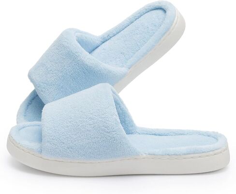 NineCiFun Womens Fuzzy Open-Toe Slippers Plush Faux Fur Lining Memory Foam Non Slip Indoor Outdoor Cozy House Shoes in Saudi Arabia