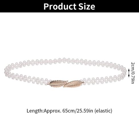 HomeSoGood 2Pcs Elegant Women Imitation Pearls Belt, Wedding Bridal Waist Belt Elastic Buckle Pearl Chain Belt for Female Girls Dress Strap in Kuwait