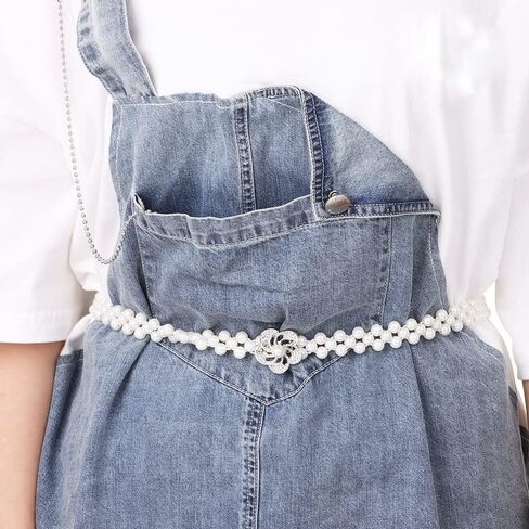 HomeSoGood 2Pcs Elegant Women Imitation Pearls Belt, Wedding Bridal Waist Belt Elastic Buckle Pearl Chain Belt for Female Girls Dress Strap in Kuwait