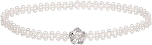 HomeSoGood 2Pcs Elegant Women Imitation Pearls Belt, Wedding Bridal Waist Belt Elastic Buckle Pearl Chain Belt for Female Girls Dress Strap in Kuwait