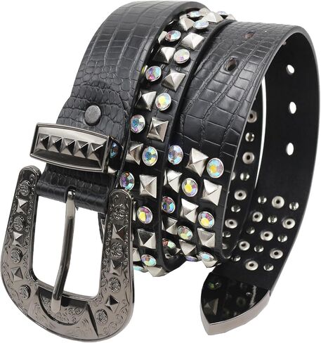 Western Cowboy Rhinestone Belt for Men Women Western Cowboy Cowgirl Y2k Studded Belt Western Punk Studded Belts in Saudi Arabia