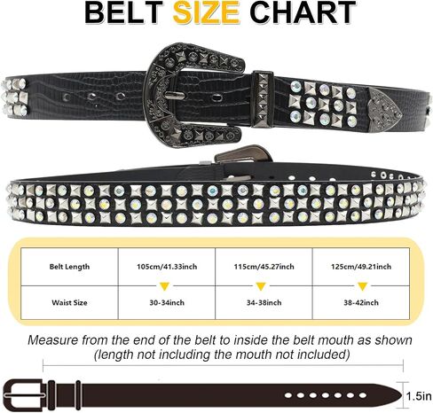 Western Cowboy Rhinestone Belt for Men Women Western Cowboy Cowgirl Y2k Studded Belt Western Punk Studded Belts in Saudi Arabia
