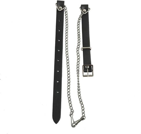 The Celtic Croft Quality Leather Sporran Chain Strap (XX-Large (46" - 54" waist), Black Leather | Antiqued Chain) in Saudi Arabia