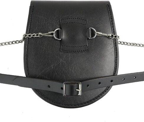 The Celtic Croft Quality Leather Sporran Chain Strap (XX-Large (46" - 54" waist), Black Leather | Antiqued Chain) in Saudi Arabia