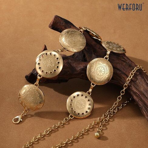أحزمة WERFORU Western Concho للنساء أحزمة سلسلة ذهبية لفستان راعية البقر سلسلة خصر معدنية للحفلات الموسيقية باللون الفيروزي in Kuwait