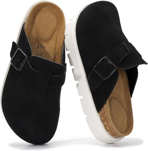 Project Cloud Genuine Leather Clogs for Women - Memory Foam Arch Support Women Footwear Womens Casual Shoes, Non-Slip Platform Clogs Mules for Women 2024 - Women Shoes (Benton Chunky) in Kuwait