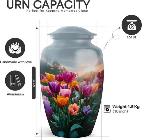 Yatskia Garden Tulip Personalized Urns for Human Ashes Adult Female, Custom Urn for Ashes Adult Male, Decorative Urns for Human Ash, Cremation Urn for Adults, (Classic Large, 10 Inch) in Saudi Arabia