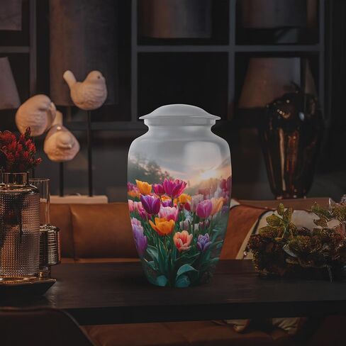 Yatskia Garden Tulip Personalized Urns for Human Ashes Adult Female, Custom Urn for Ashes Adult Male, Decorative Urns for Human Ash, Cremation Urn for Adults, (Classic Large, 10 Inch) in Saudi Arabia