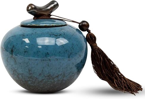 OneWorld Memorials Branch Ceramic Small Cremation Urn - Extra Small Keepsake Urn - Holds Up to 20 Cubic Inches of Ashes - Turquoise Blue Small Cremation Urns for Ashes in Saudi Arabia