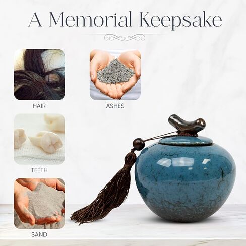 OneWorld Memorials Branch Ceramic Small Cremation Urn - Extra Small Keepsake Urn - Holds Up to 20 Cubic Inches of Ashes - Turquoise Blue Small Cremation Urns for Ashes in Saudi Arabia