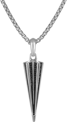 Bulova Men's Jewelry Silver-Tone Sterling Silver Pendant, Black Diamonds Totaling 0.25 Cttw,With The Iconic Tuning Fork Logo, Adjusts From 24" To 26" Style: BVP1121-WSAA in Saudi Arabia