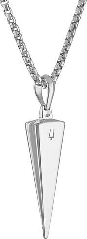 Bulova Men's Jewelry Silver-Tone Sterling Silver Pendant, Black Diamonds Totaling 0.25 Cttw,With The Iconic Tuning Fork Logo, Adjusts From 24" To 26" Style: BVP1121-WSAA in Saudi Arabia