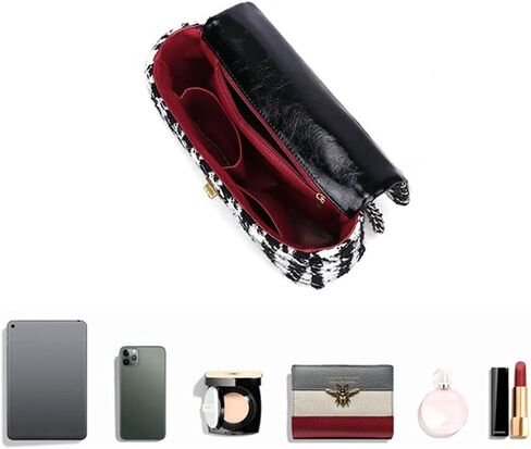 BERTY·PUYI PU Leather Houndstooth Ladies Shoulder Bag Autumn And Winter Fashion Woolen Cloth Crossbody Bag Chain crossbody handbag, Brown and black in Kuwait
