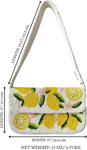 Lemon Beaded Shoulder Bag-Handmade Summer Cocktail Party Purse in Saudi Arabia