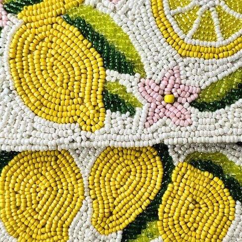 Lemon Beaded Shoulder Bag-Handmade Summer Cocktail Party Purse in Saudi Arabia