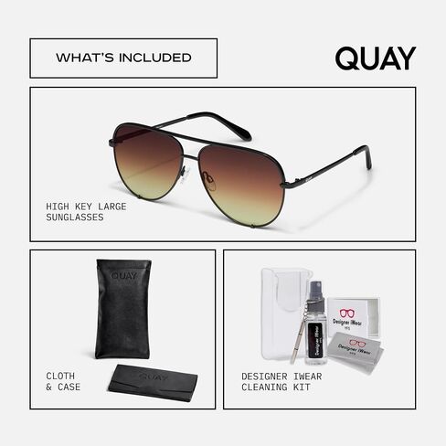 QUAY High Key Large Aviator Sunglasses for Men for Women + BUNDLE with ACCESSORY EYEWEAR KIT in Kuwait