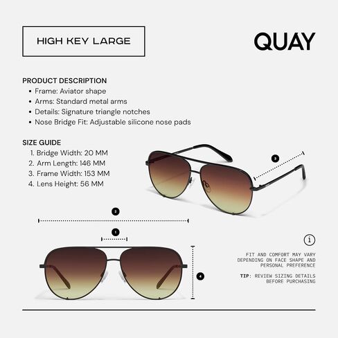 QUAY High Key Large Aviator Sunglasses for Men for Women + BUNDLE with ACCESSORY EYEWEAR KIT in Kuwait