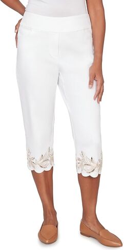 Alfred Dunner Women's Leaf Cut Out Super Stretch Denim Capri in Kuwait