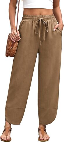 IWD Womens Wide Leg Capri Pants 2026 Summer Boho Casual Lounge Trousers with Pockets Beach Vacation Clothes in Saudi Arabia