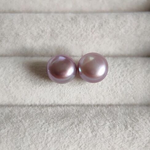 Pearl earrings for Women,8MM S925 Silver Real Pearl Studs Purple Earrings 14K Gold Plated hypoallergenic Earring for Wonmen (8Z) in Saudi Arabia