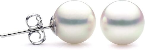 14K Gold 8.5-9mm White Freshwater Cultured Pearl Stud Earrings, AAAA Quality in Saudi Arabia