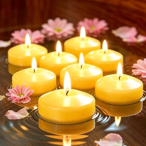 24 Pack Citronella Floating Candles for Centerpieces, Total 150 Hours Burn Time, 2 Inch Scented Water Candles for Pool, Outdoor & Patio, Wedding & Spa Decor, Smokeless & Dripless, Cotton Wick in Saudi Arabia