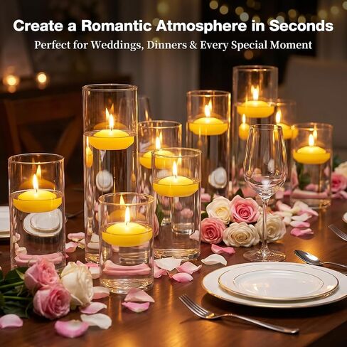 24 Pack Citronella Floating Candles for Centerpieces, Total 150 Hours Burn Time, 2 Inch Scented Water Candles for Pool, Outdoor & Patio, Wedding & Spa Decor, Smokeless & Dripless, Cotton Wick in Saudi Arabia