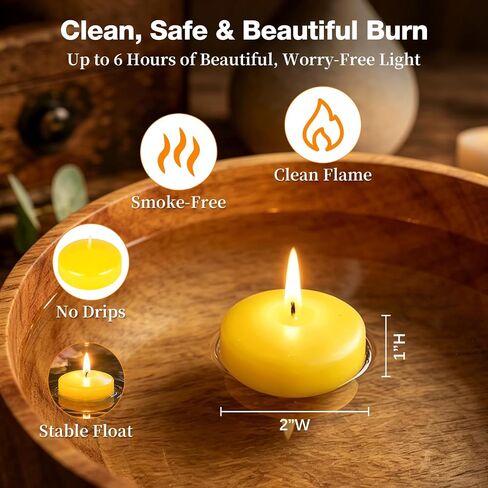 24 Pack Citronella Floating Candles for Centerpieces, Total 150 Hours Burn Time, 2 Inch Scented Water Candles for Pool, Outdoor & Patio, Wedding & Spa Decor, Smokeless & Dripless, Cotton Wick in Saudi Arabia