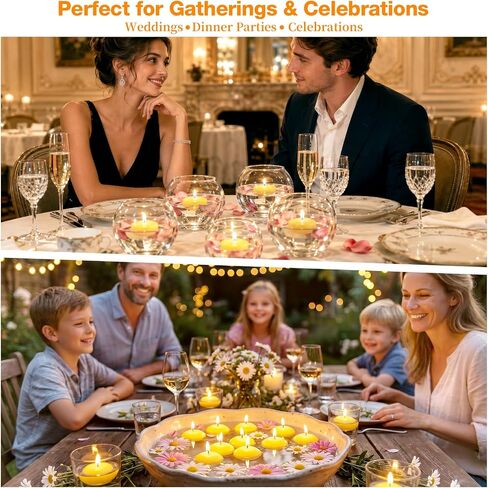 24 Pack Citronella Floating Candles for Centerpieces, Total 150 Hours Burn Time, 2 Inch Scented Water Candles for Pool, Outdoor & Patio, Wedding & Spa Decor, Smokeless & Dripless, Cotton Wick in Saudi Arabia