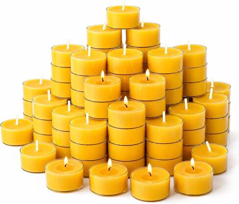 Crenovo 36 Pack Beeswax Tea Lights, 4-Hour Long Burning Tealight Candles, Ideal for Dinners Meditation Home Decor Tea Candles in Saudi Arabia