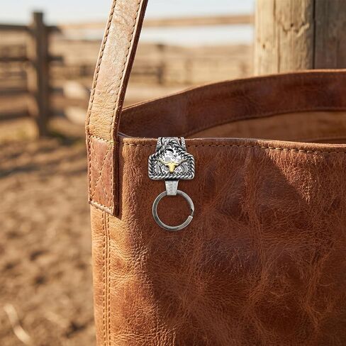 Angyape Vintage Western Cowboy Keychain Handmade Metal Cow Key Chain Clip Key Holder for Belt Bag Car Keys Accessories Gifts in Kuwait