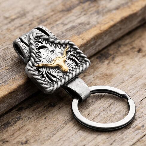 Angyape Vintage Western Cowboy Keychain Handmade Metal Cow Key Chain Clip Key Holder for Belt Bag Car Keys Accessories Gifts in Kuwait