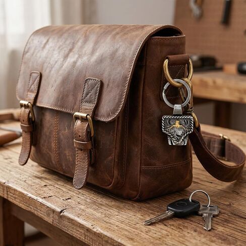 Angyape Vintage Western Cowboy Keychain Handmade Metal Cow Key Chain Clip Key Holder for Belt Bag Car Keys Accessories Gifts in Kuwait