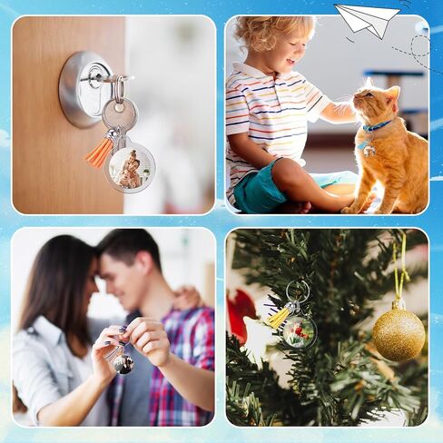 Yaomiao 25 Set Acrylic Photo Keychain with Tassel Clear Blank Custom Keychain Frame Holder Insert Picture Keyring Making Kit (Round) in Saudi Arabia
