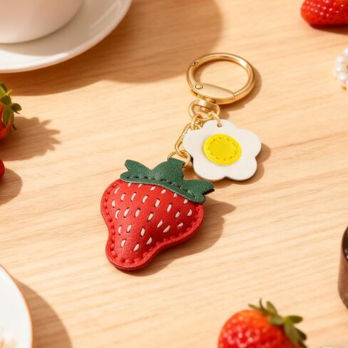 Strawberry Bag Charms Keychain for Handbag Daisy Purse Charm Bag Accessories Gift for Women in Saudi Arabia