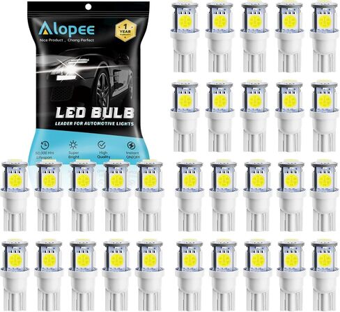 Alopee 30 Pack 194 Led Bulb Red Acrylic 168 Red Dome Light DC 12V Interior Lights for 194 168 T10 2825 W5W Car Reading Light Tail Light Door Light in Kuwait