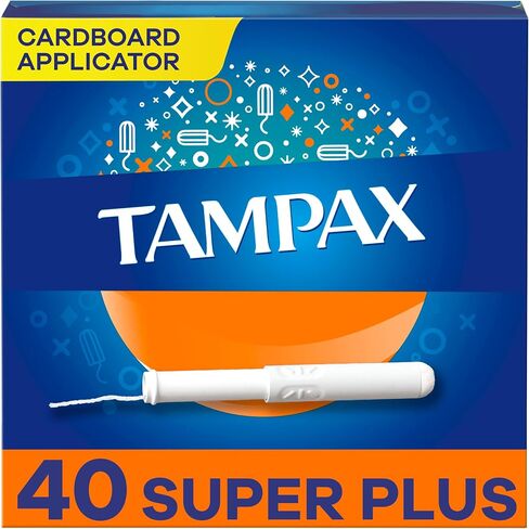 Tampax Tampons, Super Plus Absorbency, Cardboard Applicator, Leakgaurd Skirt, Unscented, 40 Count in Saudi Arabia