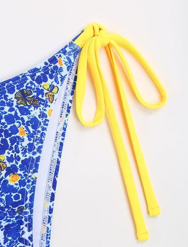 ZAFUL Women's Polka Dot Bikini Set Double Layer Halter Swimsuit Colorblock Side Tie 2 Piece Bathing Suit in Kuwait