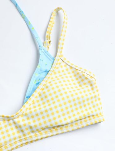 ZAFUL Women's Polka Dot Bikini Set Double Layer Halter Swimsuit Colorblock Side Tie 2 Piece Bathing Suit in Kuwait